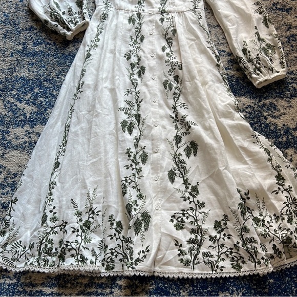 Erdem Women's White Kendrick Pintucked Floral-print Linen Midi Dress - Picture 7 of 15